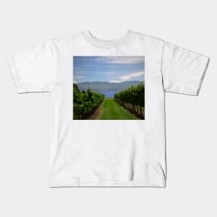 The Okanagan Lake and Grape Vines Kids T-Shirt